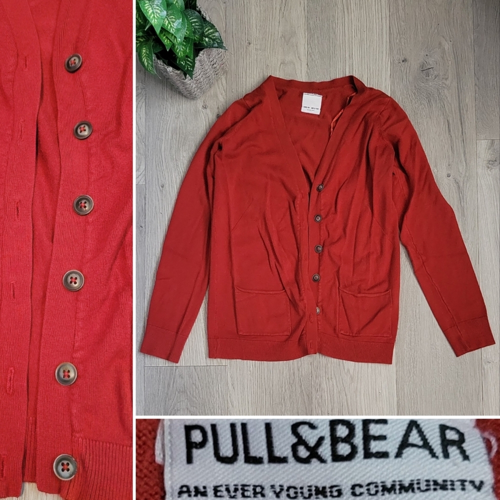 Pull&Bear Rust Burnt Orange Six-button Cardigan, EUR Medium (M) MEX 28